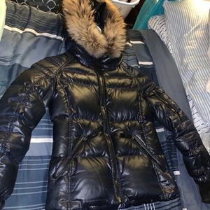 Big Girls Navy w| Tan Fur SAM COAT Size 10